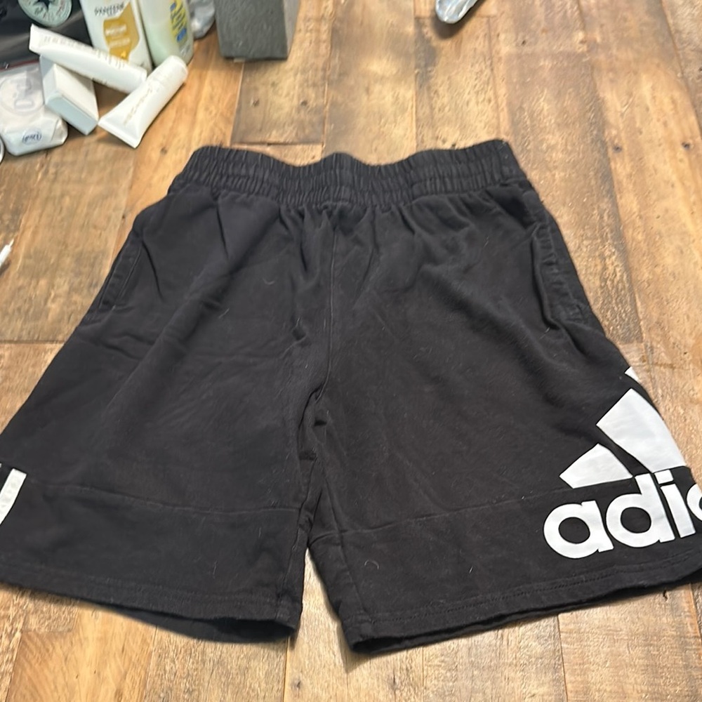 Adidas Boys Black Shorts with Logo Size Medium. ( 10/12)